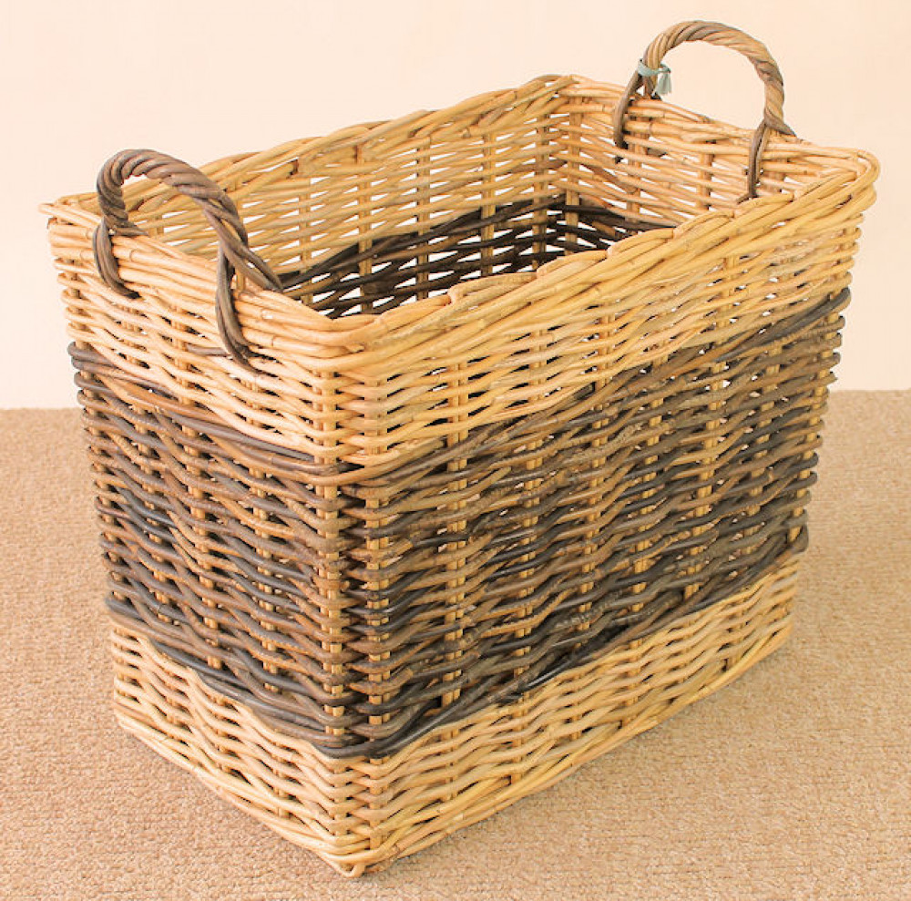 Rattan Kaminkorb / Holzkorb rechteckig