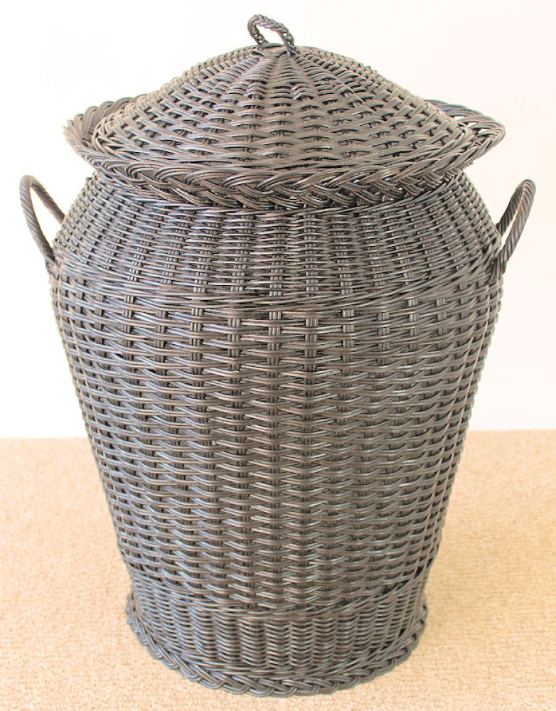 Rattan Wäschebehälter Wäschekorb Fb. Black