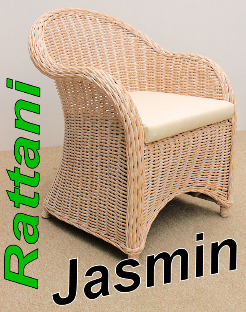 Rattansessel / Rattanstuhl "Jasmin" Fb. toast white