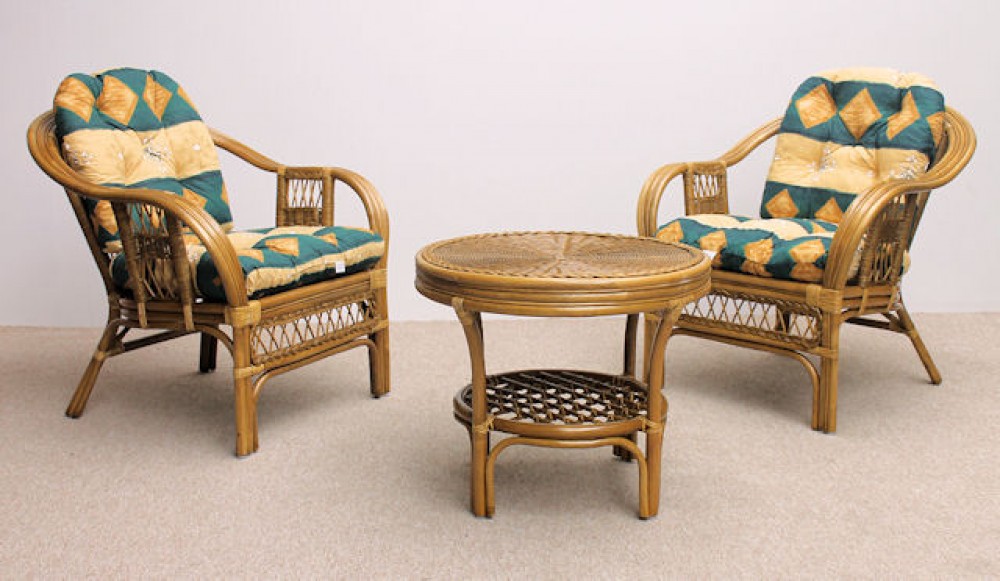Rattangruppe Janeiro , 2 Sessel + Tisch , honigfarben Rattangruppe Janeiro , 2 Sessel + Tisch , honigfarben
