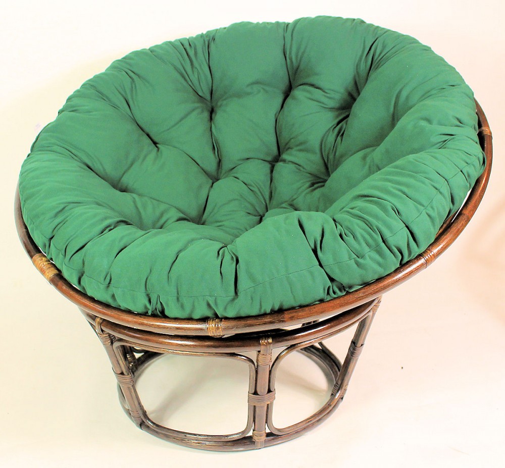 Rattan Papasansessel inkl. Polster , Gr. D 110 cm Polster dunkelgrün