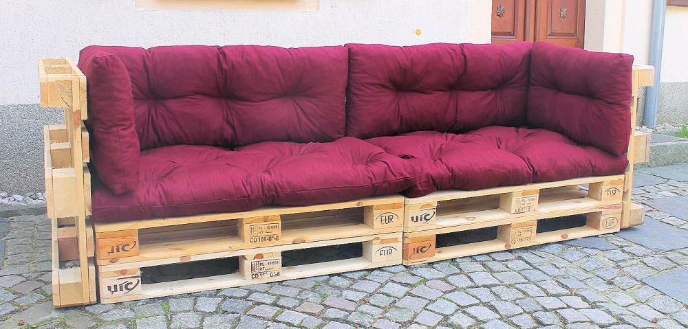 Polster für Palettensofa Europalette Palettenpolster , Fb. weinrot