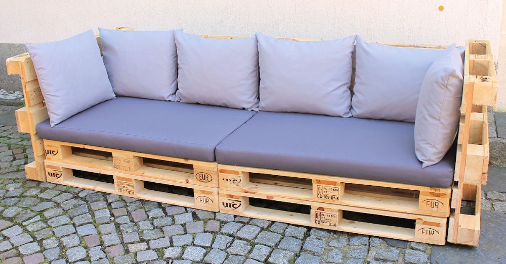 Polster für Palettensofa ,Europalette , Palettenpolster , Palettenkissen Set 8 teilig , Fb. grau