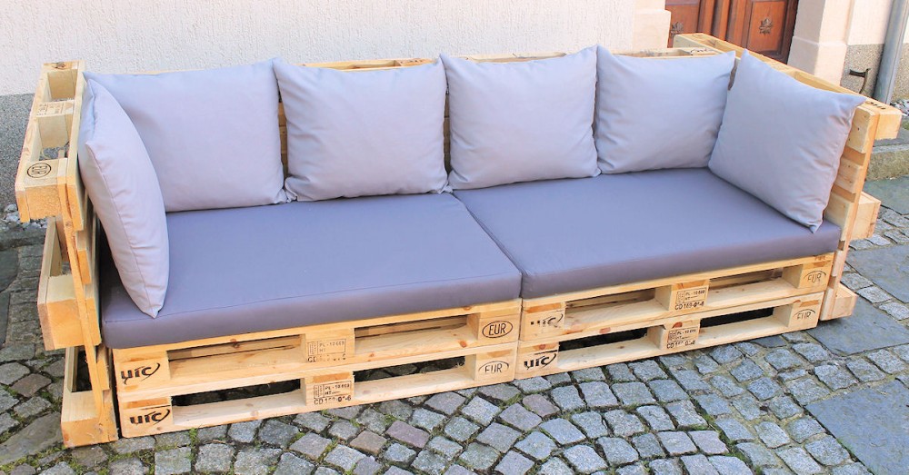 Polster für Palettensofa ,Europalette , Palettenpolster , Palettenkissen Set 8 teilig , Fb. grau