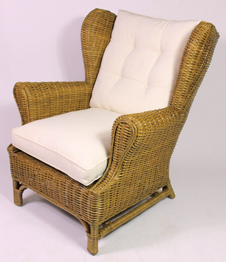 Preview: Rattan Ohrensessel King Chair , Rattansessel , Relexsessel , Hochlehner inkl. Polster . Korbfarbe : honig