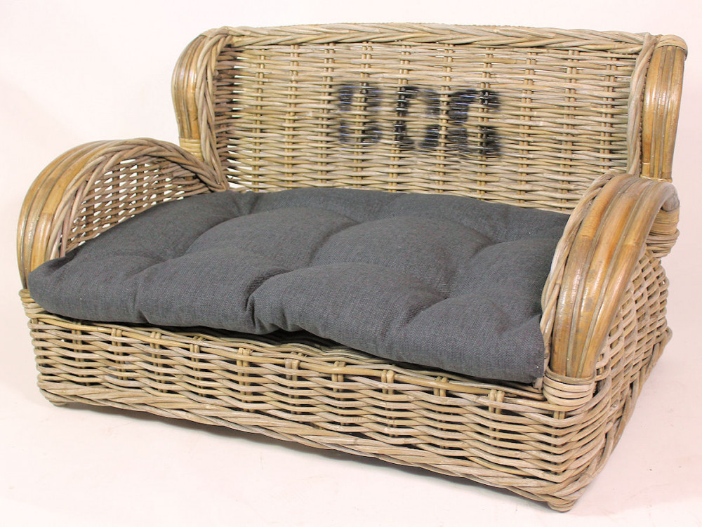 Rattan Hundesofa "Dog" 88 x 60 cm inkl. Polster