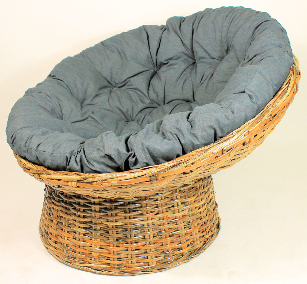 XXL Rattansessel , Rattan Papasan Sessel inkl. hochwertigen Loneta Polster , Material Abacca , D 110 cm , Fb. koobo brown