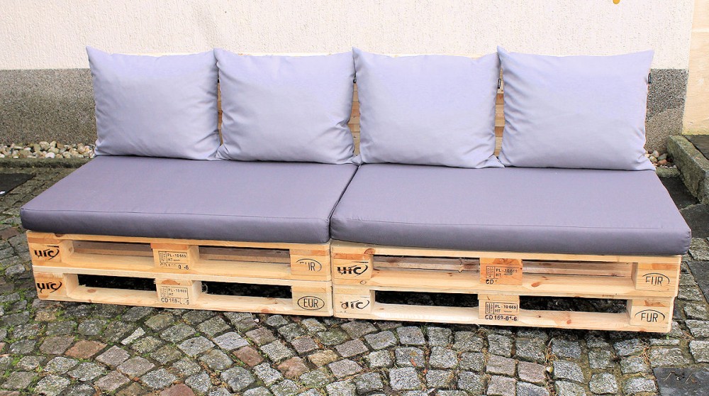 Polster für Palettensofa , Palettenpolster , Palettenkissen , Set 2 Sitzkissen + 4 Rückenkissen , Fb. grau