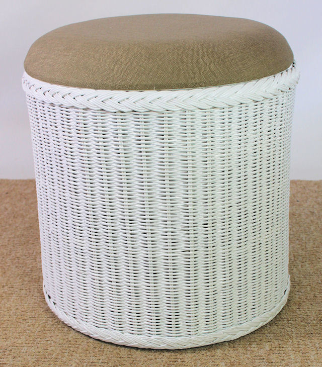 Rattani.de - Rattan Wäschekorb / Wäschetruhe "Rund" Weiß Lackiert