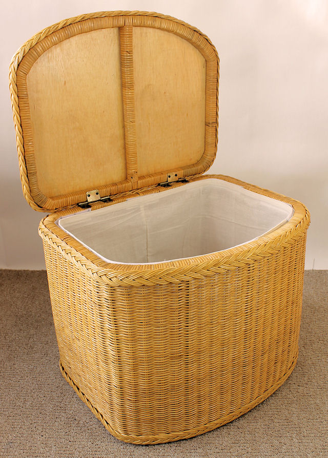 Rattani.de - Rattan Wäschekorb / Wäschetruhe "halbrund" Fb. honig