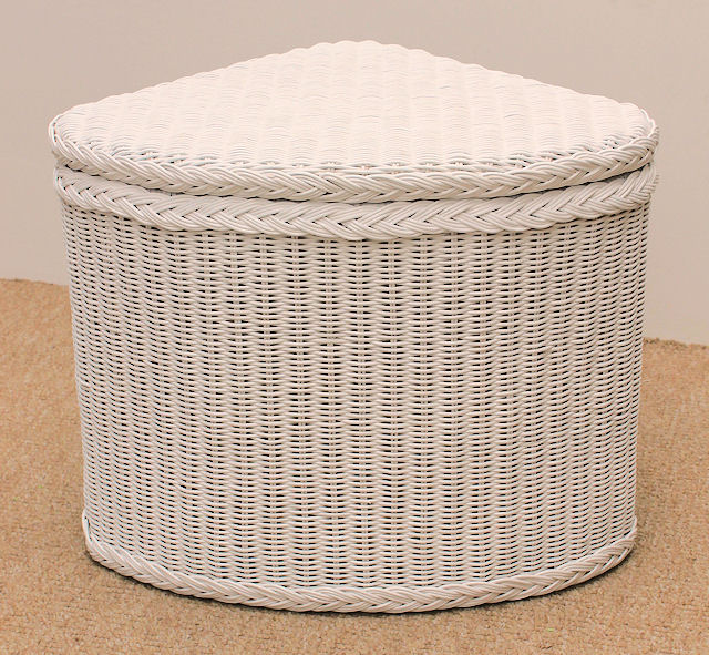 Rattani.de - Rattan Wäschekorb / Wäschetruhe "Ecke" weiß lackiert