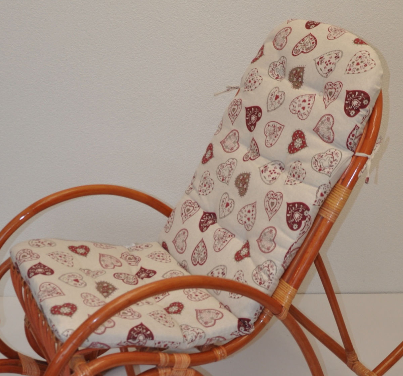 Polster für Schaukelstuhl , Ersatzpolster Rattan Schaukelstuhl Gr. 125 x 50 x 7 cm, Fb. Mirha Leinen Herz