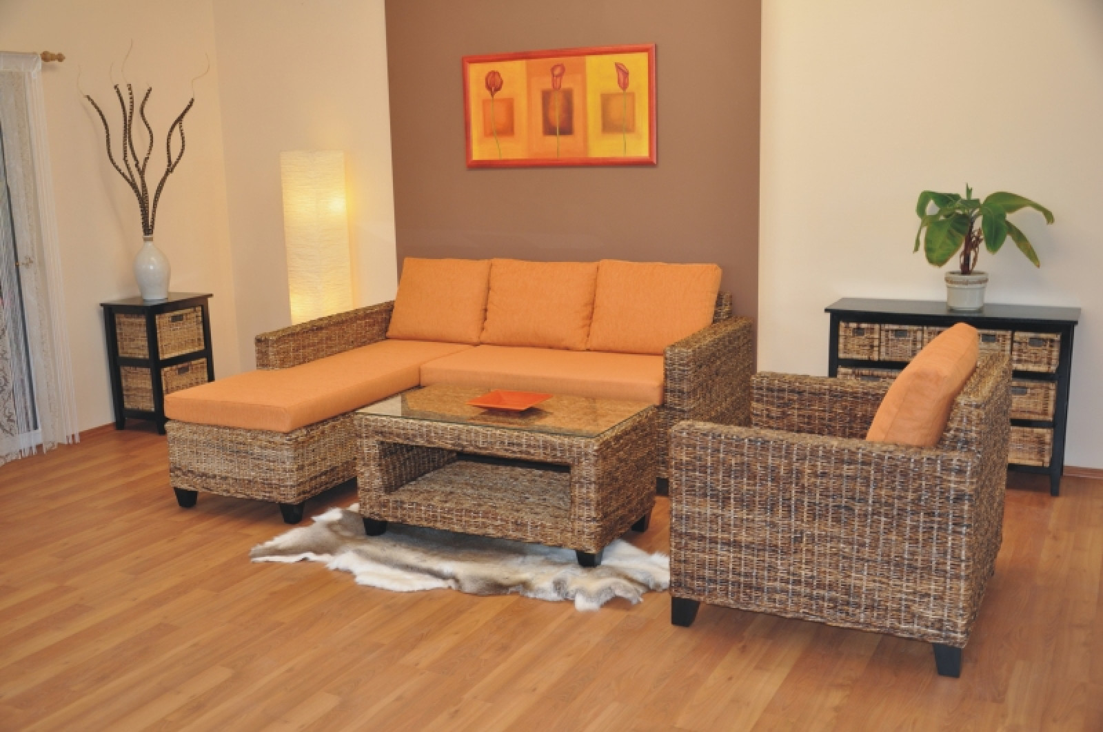 Rattansofa , Sitzgruppe Penang + Sessel