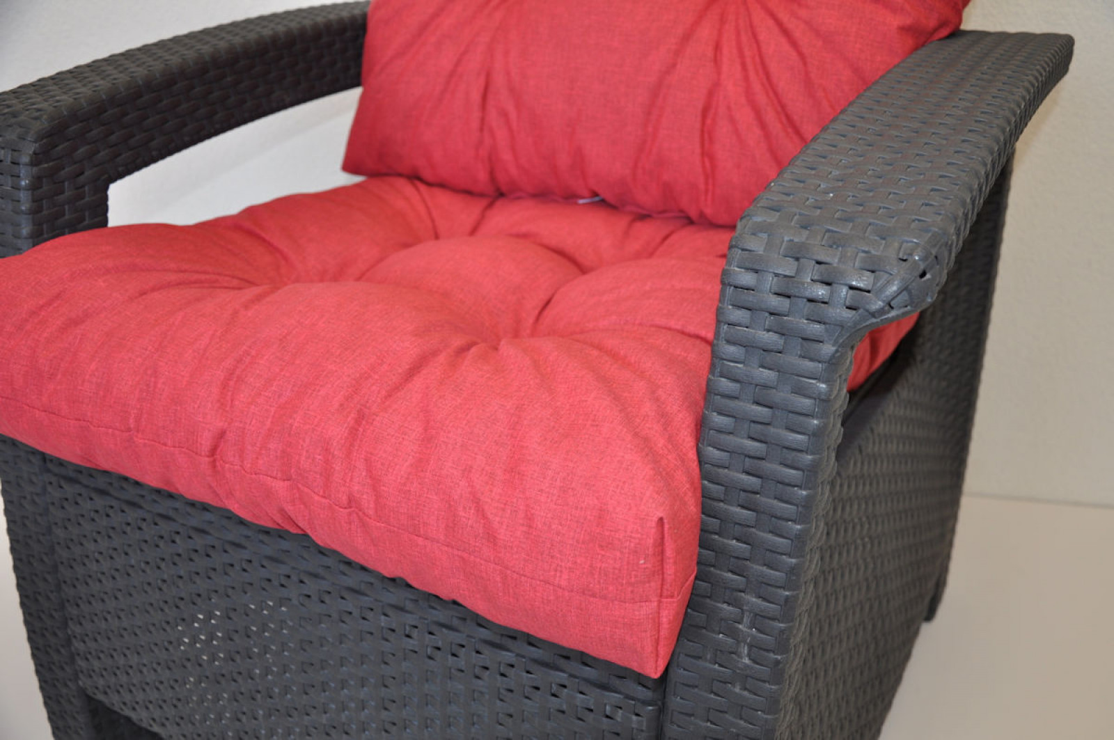 Kissen / Polster für PE - Rattanmöbel , Set Sitz + Rücken , Colore rosso (rot)