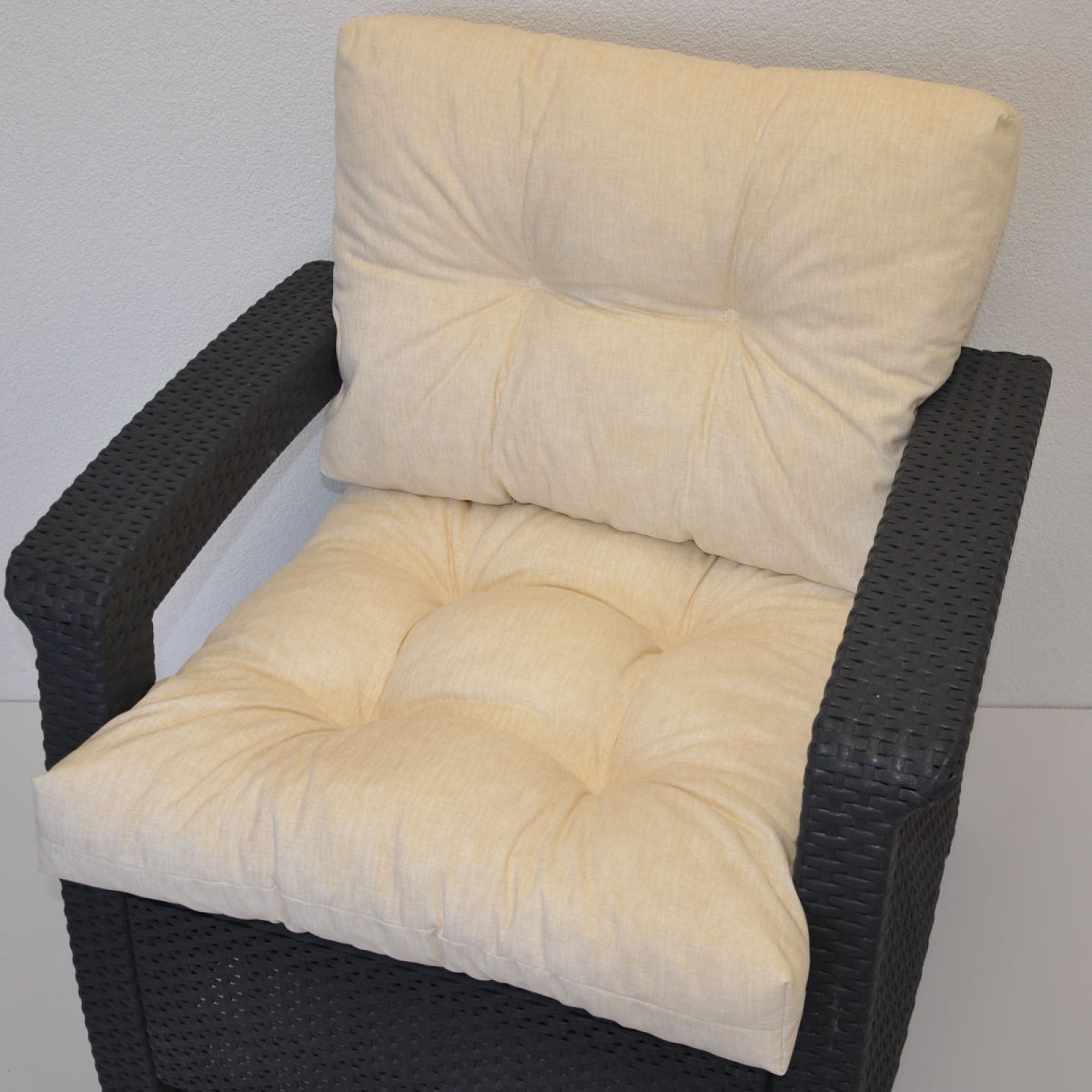 Kissen / Polster für PE - Rattanmöbel , Set Sitz + Rücken , Colore beige (beige)