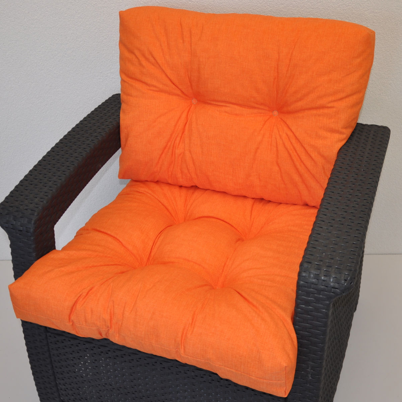 Kissen / Polster für PE - Rattanmöbel , Set Sitz + Rücken , Colore arancione (orange)