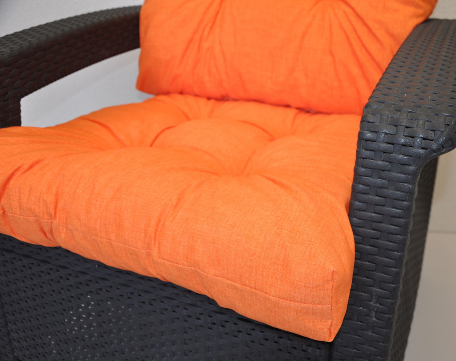 Kissen / Polster für PE - Rattanmöbel , Set Sitz + Rücken , Colore arancione (orange)