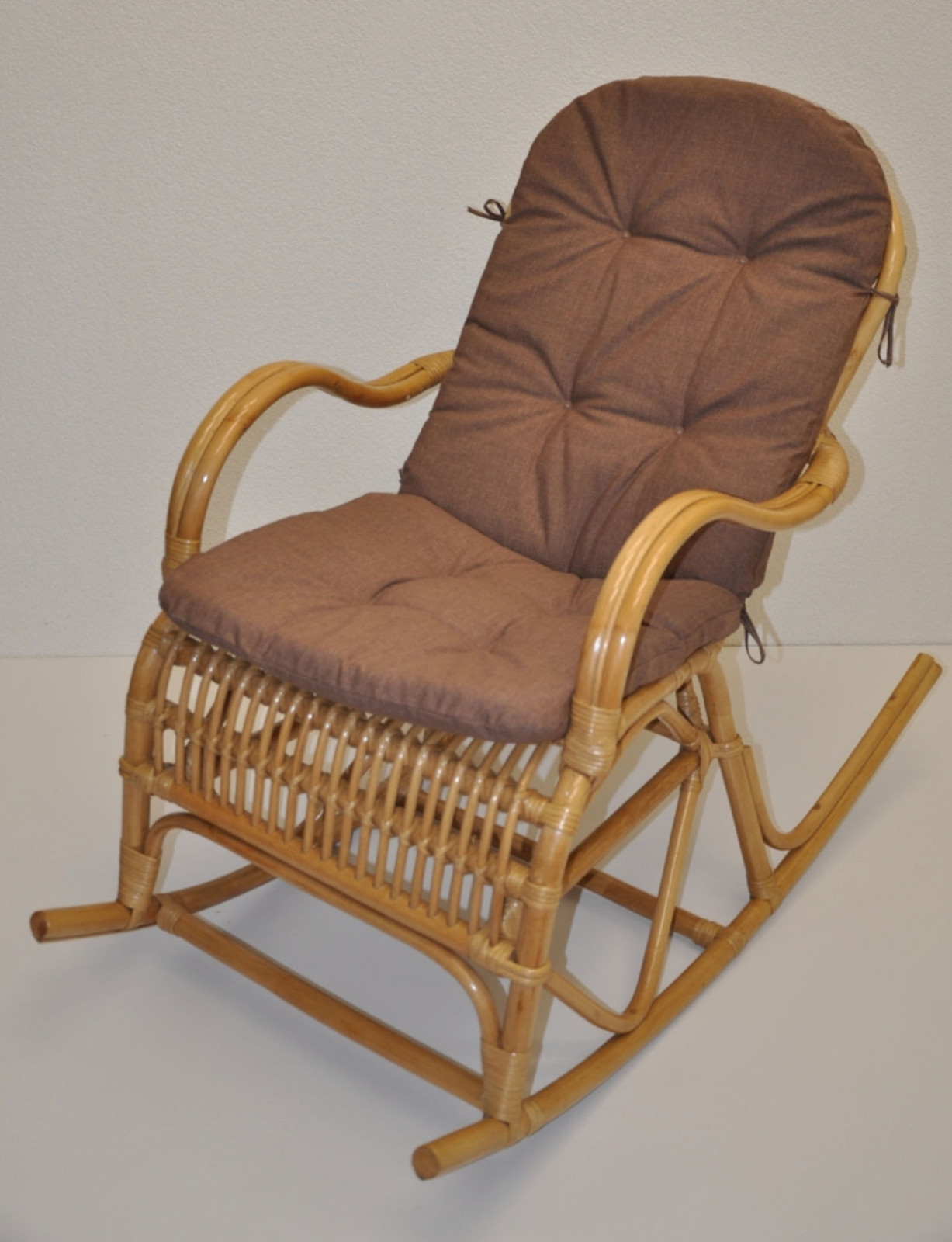 Rattan Schaukelstuhl Rocking Chair , Fb. honig inkl. Polster brown