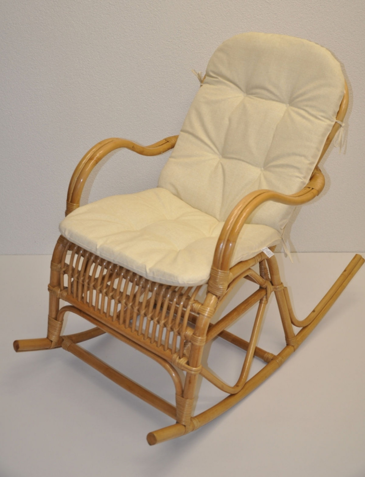 Rattan Schaukelstuhl Rocking Chair , Fb. honig inkl. Polster beige