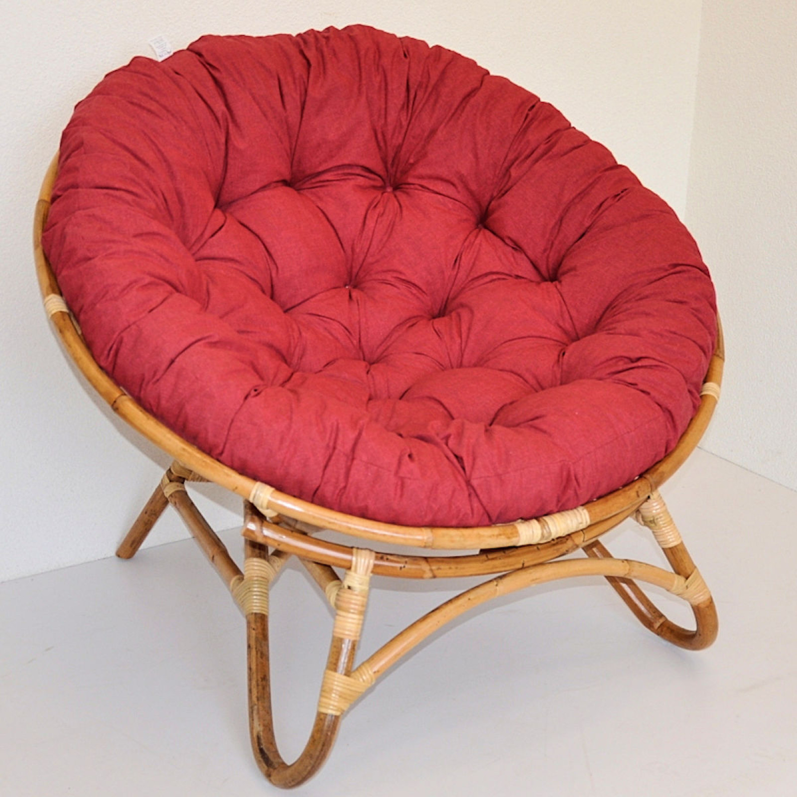 XXL Rattan Papasansessel / Rattansessel, Papasan inkl. Polster Fb. rot