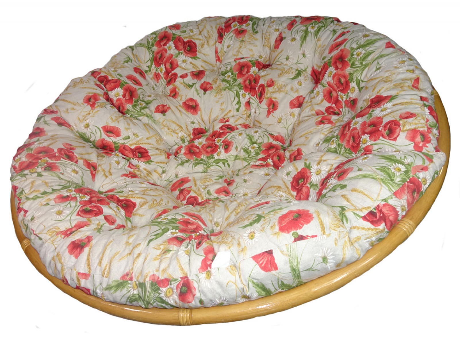 Polster , Kissen für Papasansessel , Ersatzpolster Papasan D 120 cm , Stoff Mirha Leinen Mohnblume