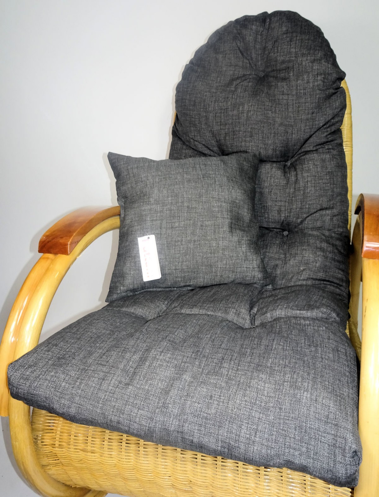 Rattani Auflage/Polster für Schaukelstuhl, Liegestuhl, Ersatzpolster Gr. 130 x 50 x 12 cm + Zierkissen Stoff Nuevo Loneta - Made in EU