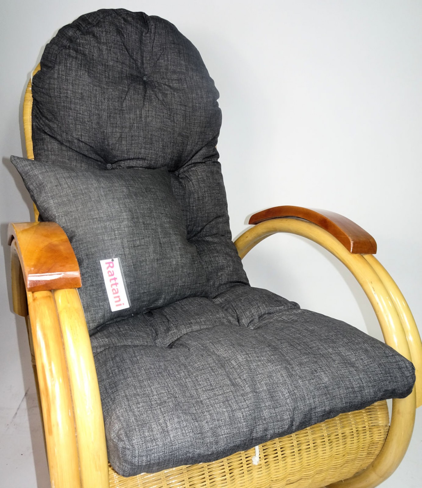 Rattani Auflage/Polster für Schaukelstuhl, Liegestuhl, Ersatzpolster Gr. 130 x 50 x 12 cm + Zierkissen Stoff Nuevo Loneta - Made in EU