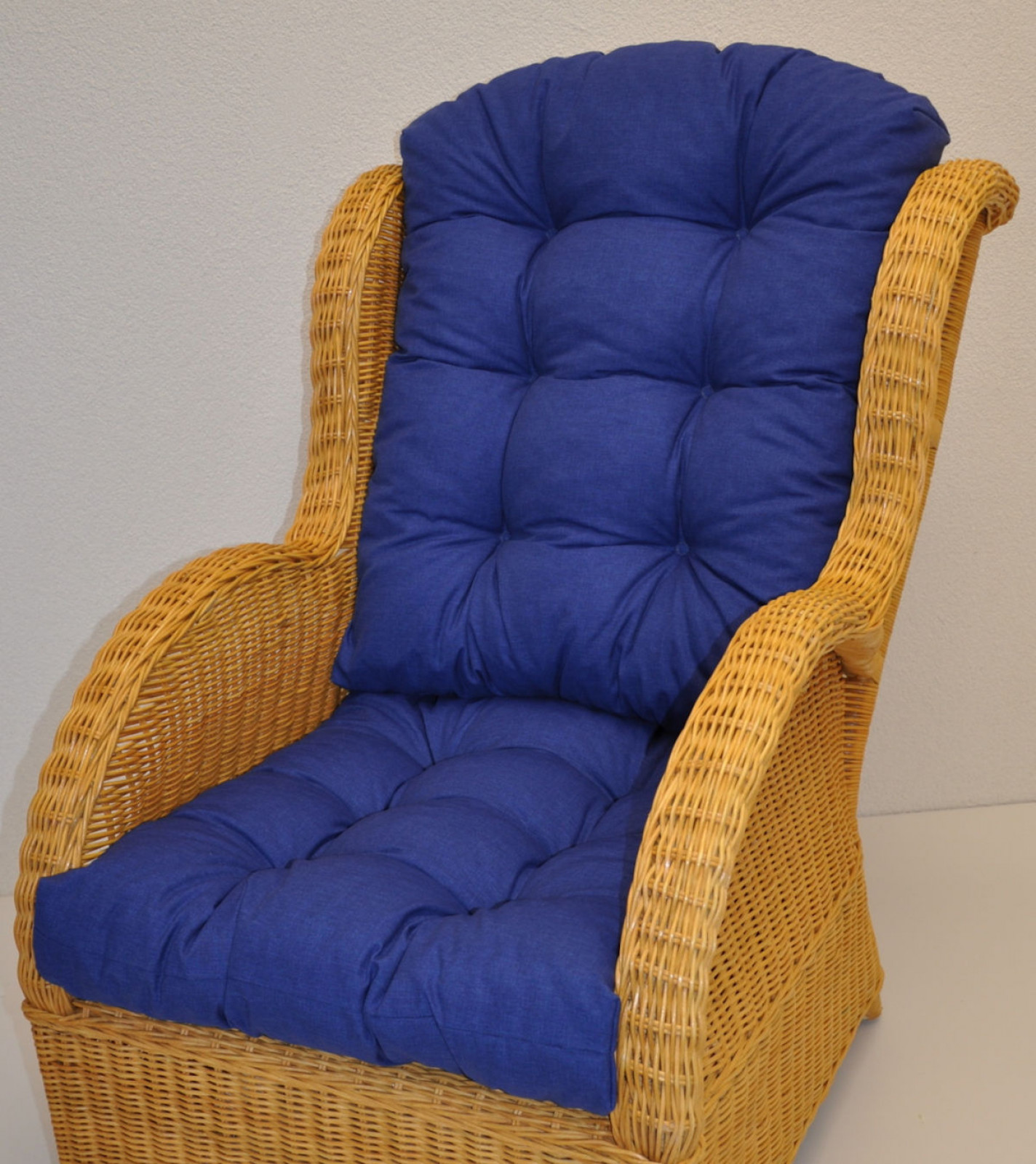 Polster / Kissen für Rattan Ohrensessel Fb. blu marino (dunkelblau) , 2 teiliges Set . Top Qualität !