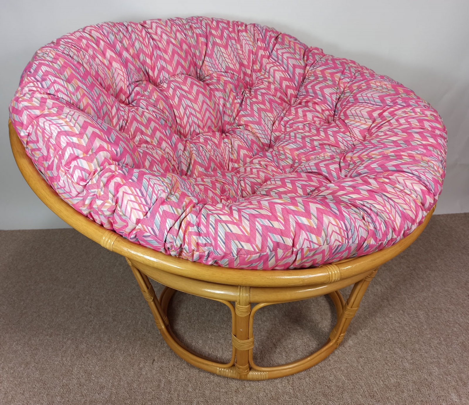 Rattan Papasansessel 110 cm cm Fb. honig Polster Stoff CALIFORNIA DREAM Santana rose