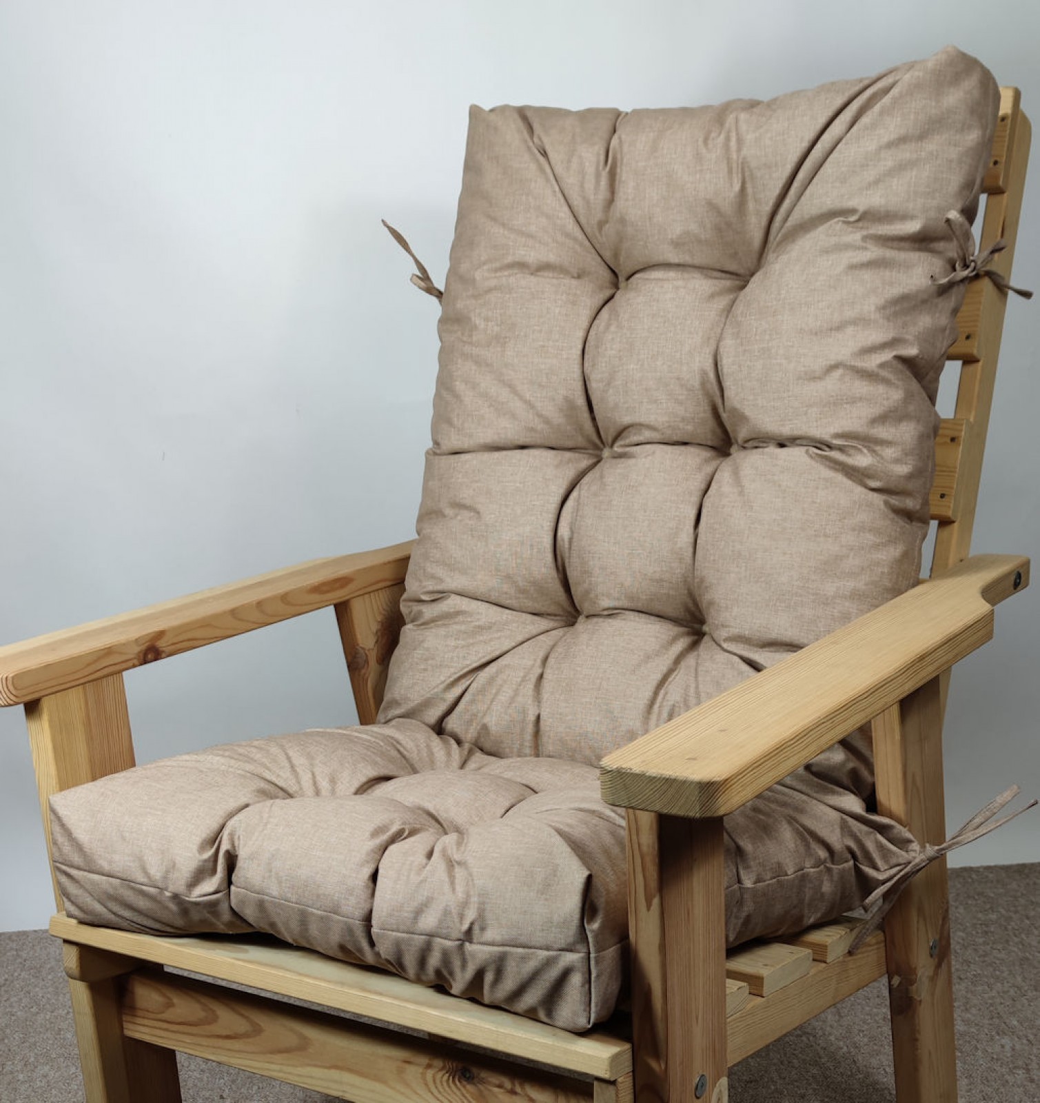 Polster für Gartenstuhl , Schaukelstuhl Sevila , Gr. 125 x 55 cm , Teflon Oxfort Linen Gold