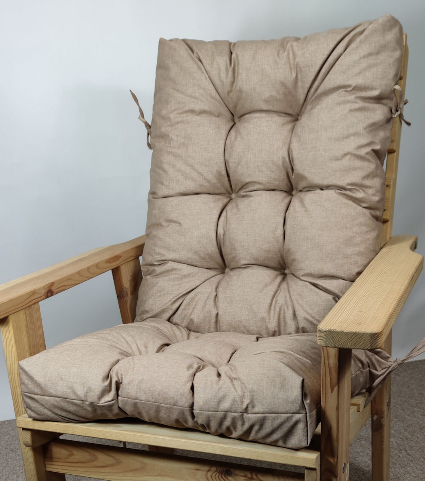 Polster für Gartenstuhl , Schaukelstuhl Sevila , Gr. 125 x 55 cm , Teflon Oxfort Linen Gold