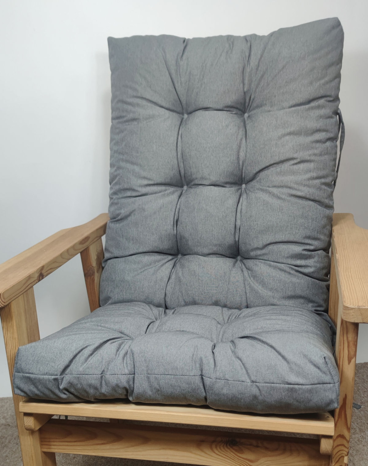 Premium Polster für Gartenstuhl , Schaukelstuhl Milano Dralon , Gr. 125 x 55 cm , Colore Tempesta (dunkel grau)