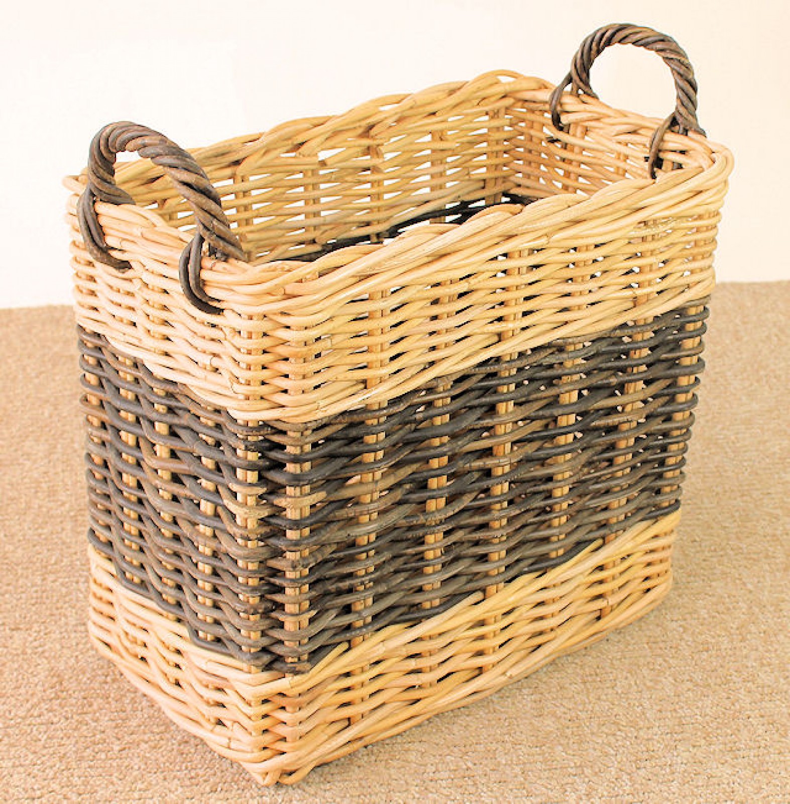 Rattan Kaminkorb / Holzkorb rechteckig