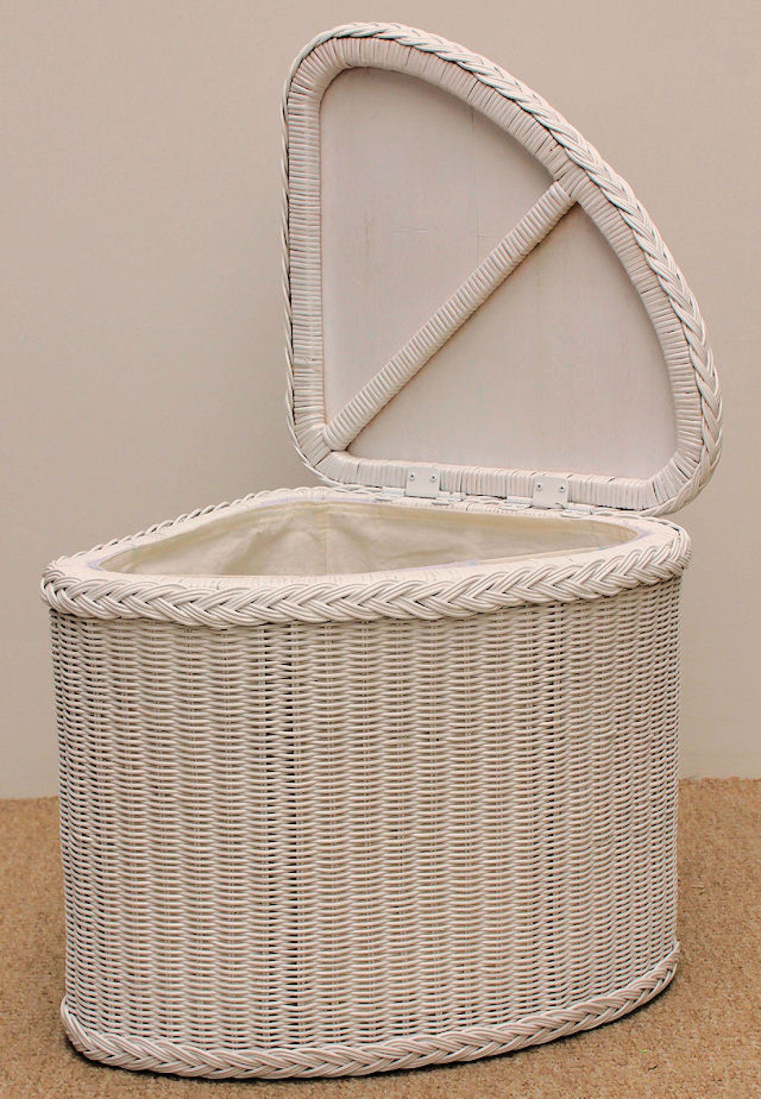 Rattani.de - Rattan Wäschekorb / Wäschetruhe "Ecke" weiß lackiert