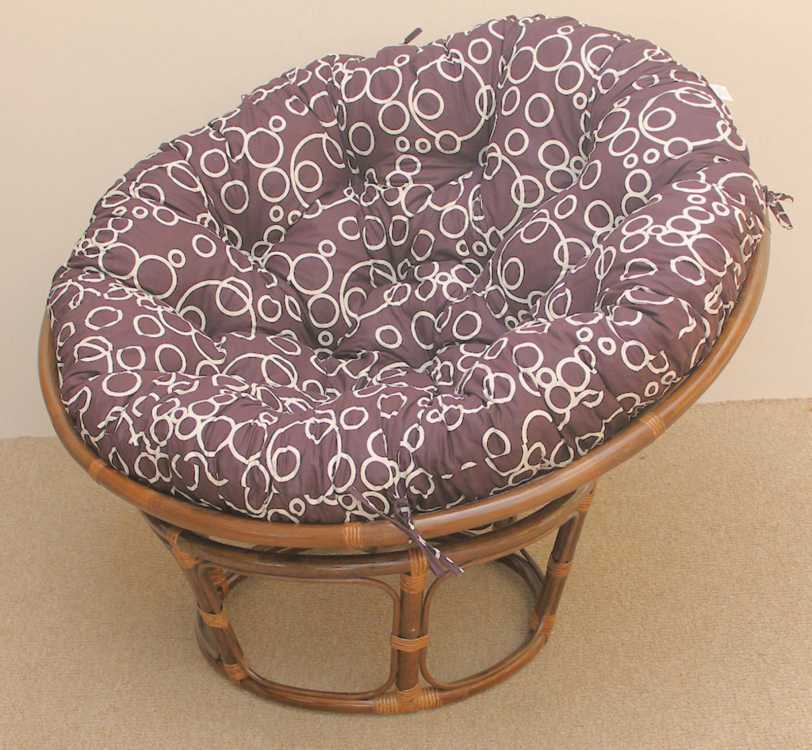 Rattan Papasansessel inkl. Polster , Gr. D 110 cm , darkbrown ,