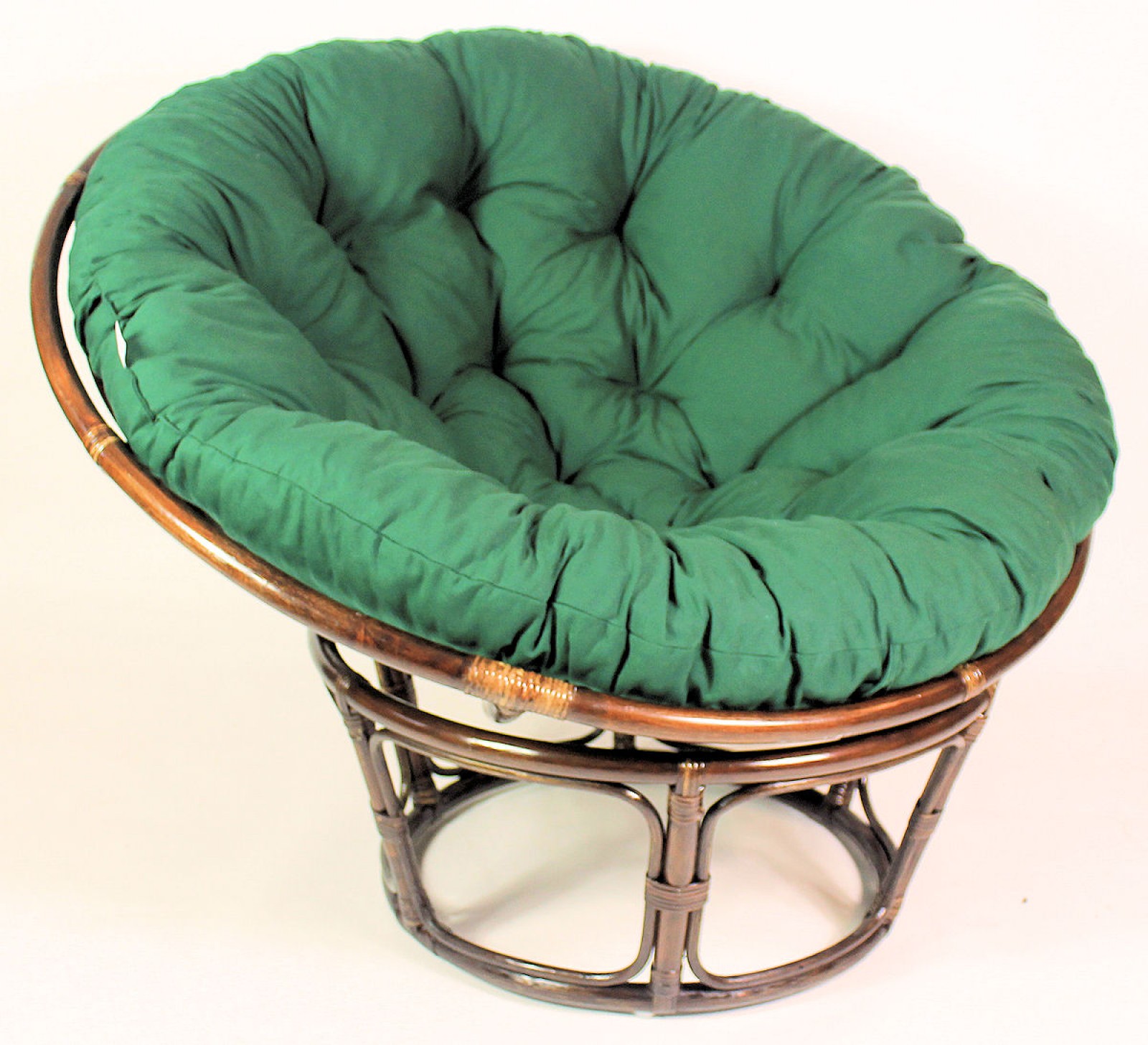 Rattan Papasansessel inkl. Polster , Gr. D 110 cm Polster dunkelgrün
