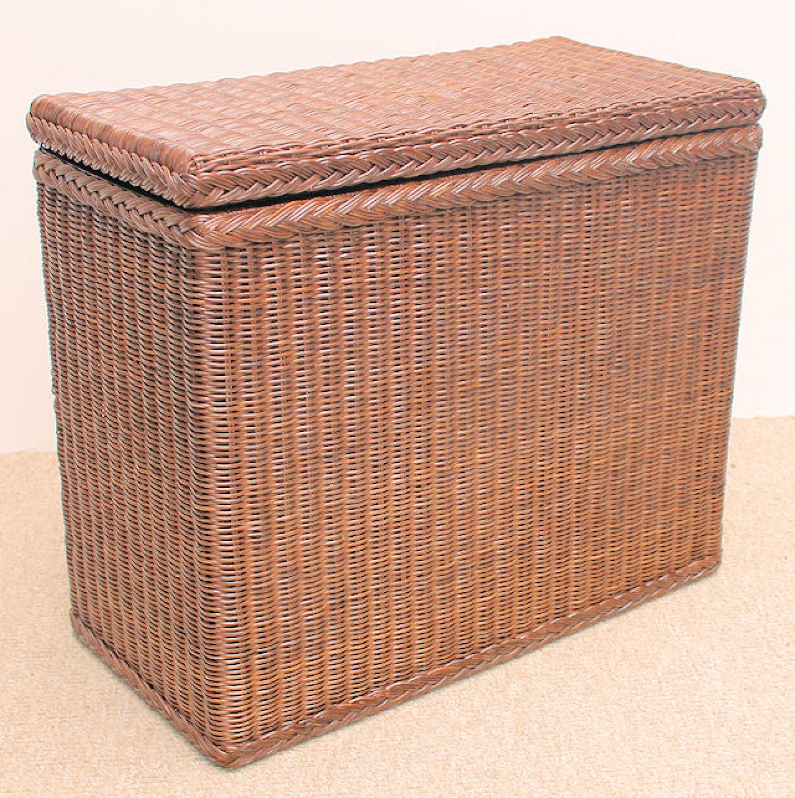 Rattani.de - Rattan Wäschesortierer 3 Fächer Fb. darkbrown