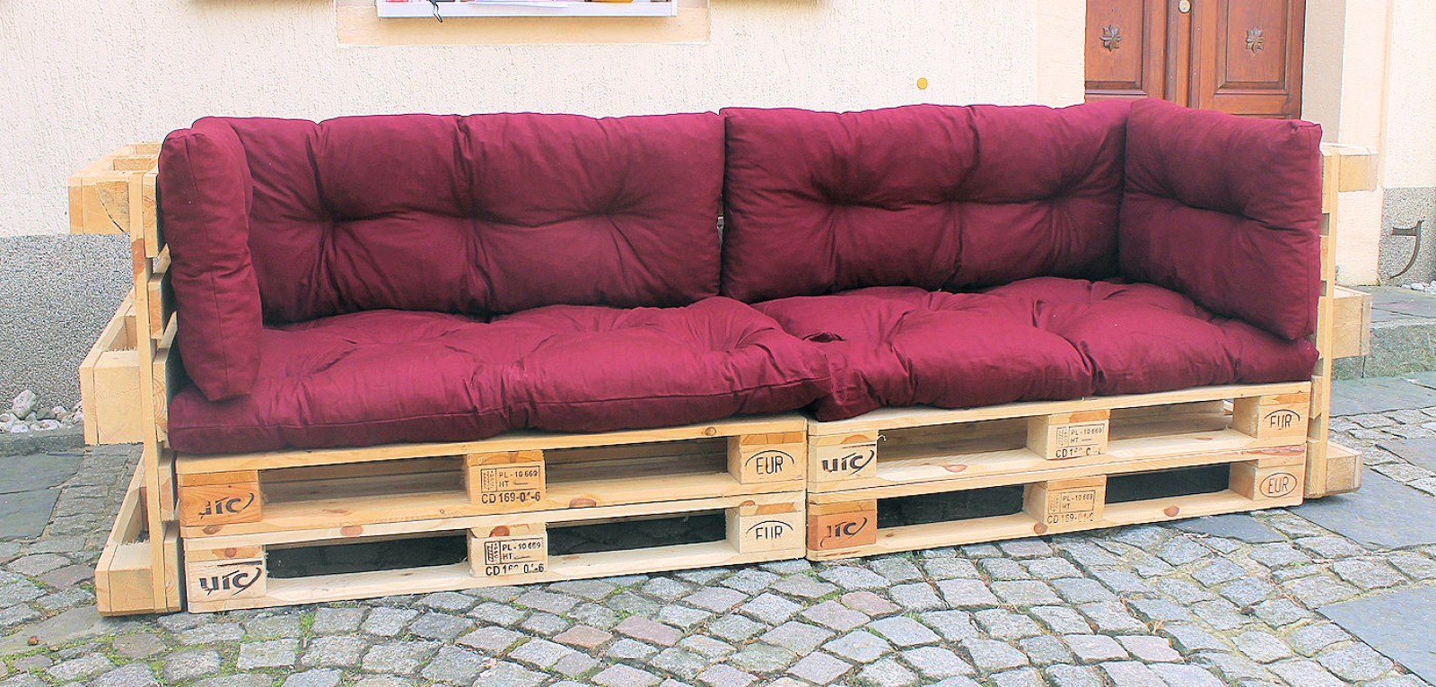 Polster für Palettensofa Europalette Palettenpolster , Fb. weinrot