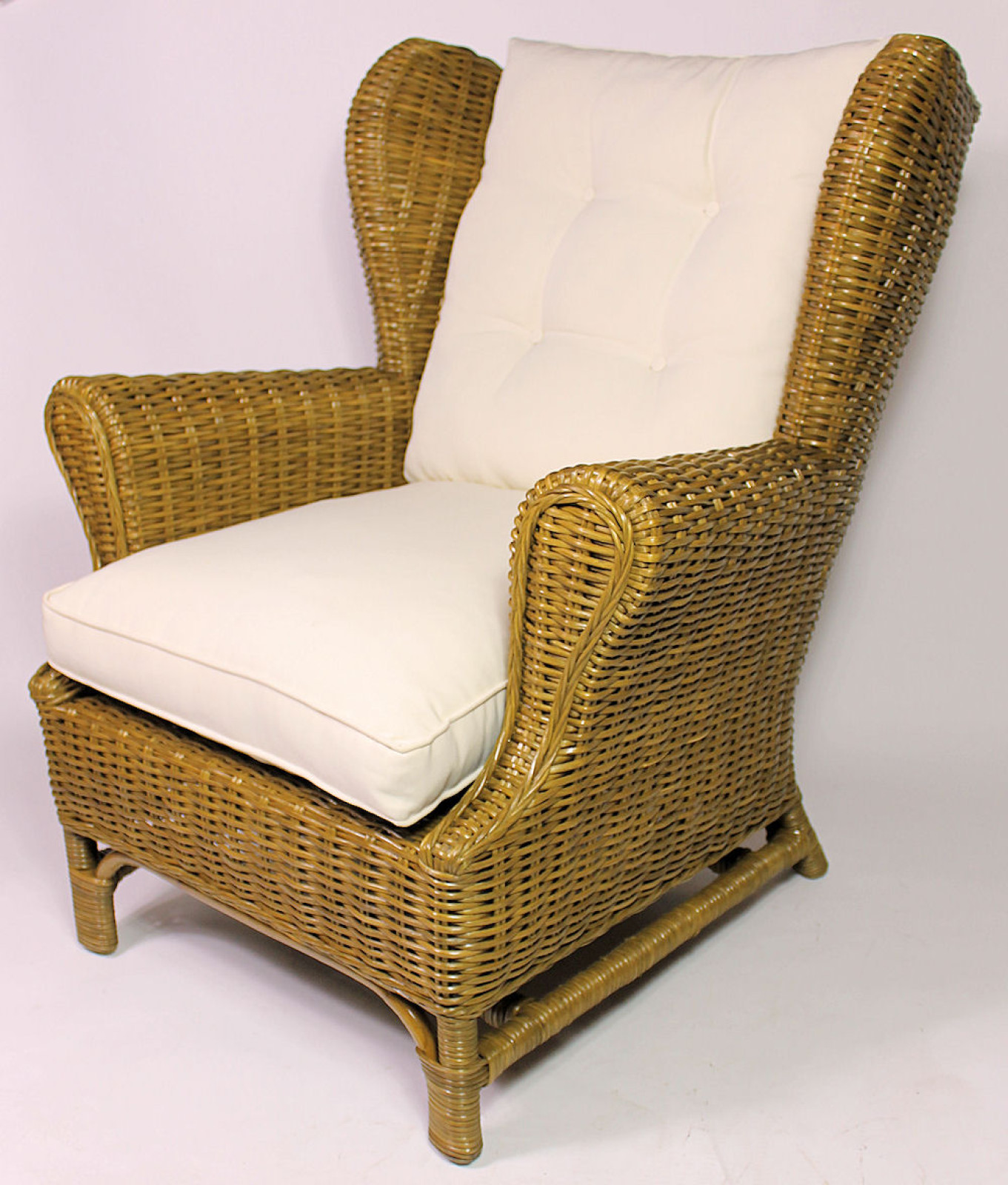 Rattan Ohrensessel King Chair , Rattansessel , Relexsessel , Hochlehner inkl. Polster . Korbfarbe : honig