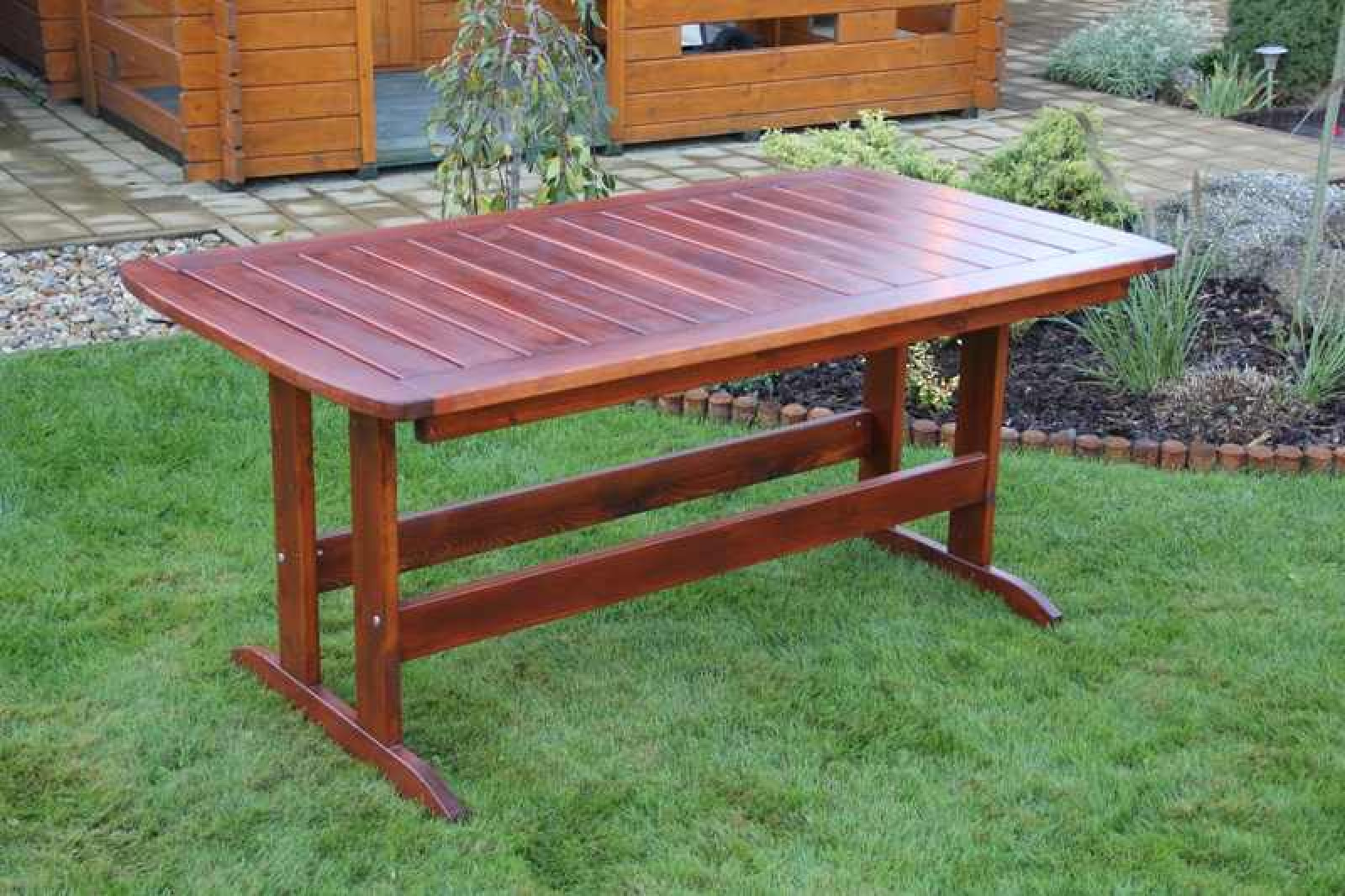 Massivholz Gartentisch Lonus , Kiefer , unbehandelt , Gr. 165 x 85 cm H 74 cm