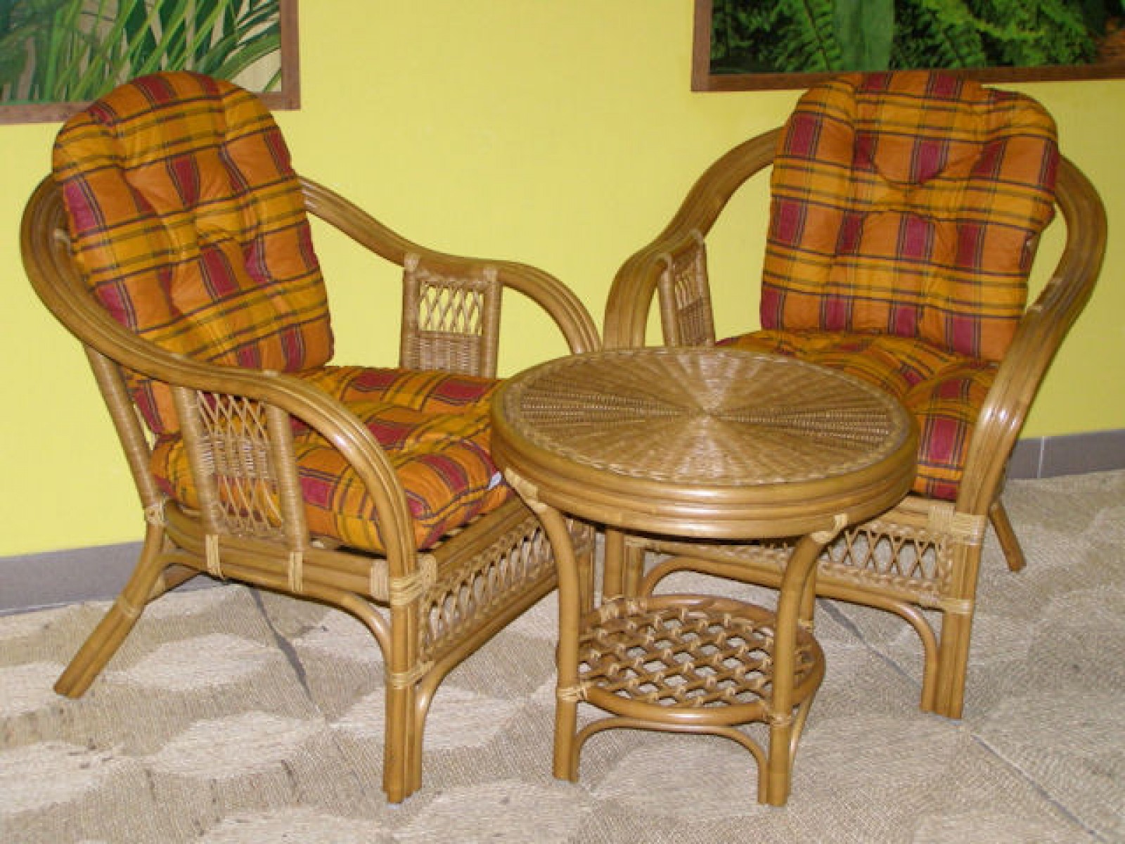 Rattangruppe Janeiro , 2 Sessel + Tisch , honigfarben Rattangruppe Janeiro , 2 Sessel + Tisch , honigfarben