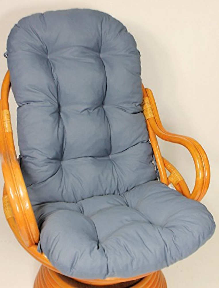 Polster für Schaukelstuhl , Ersatzpolster Schaukelstuhl / Drehsessel L 135 cm , dunkel grau/blau