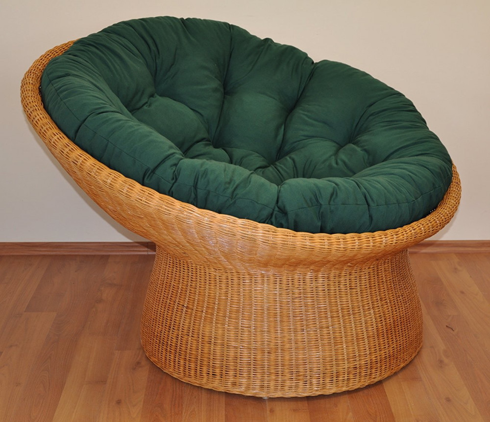 Rattan Papasan Sessel inkl. hochwertigen Polster , honigfarben , D 110 cm , dicht geflochten !