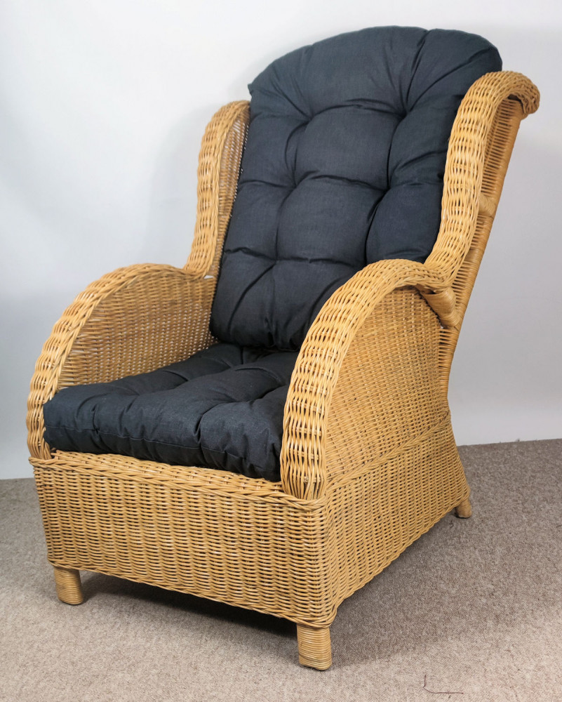 Rattansessel EAR , Rattan Ohrensessel honigfaben inkl. Polster antharazit
