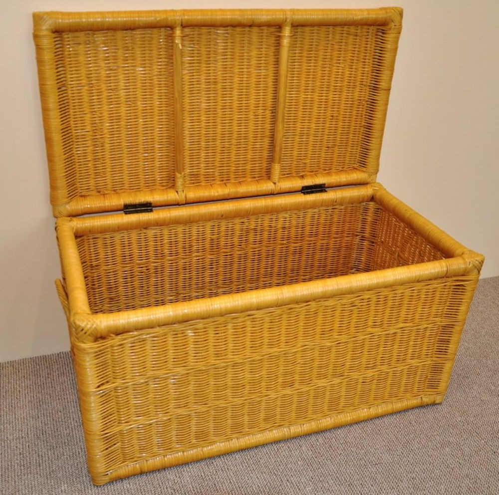 Rattantruhe , Rattan Wäschekorb Fb. honig 85x46x46 cm