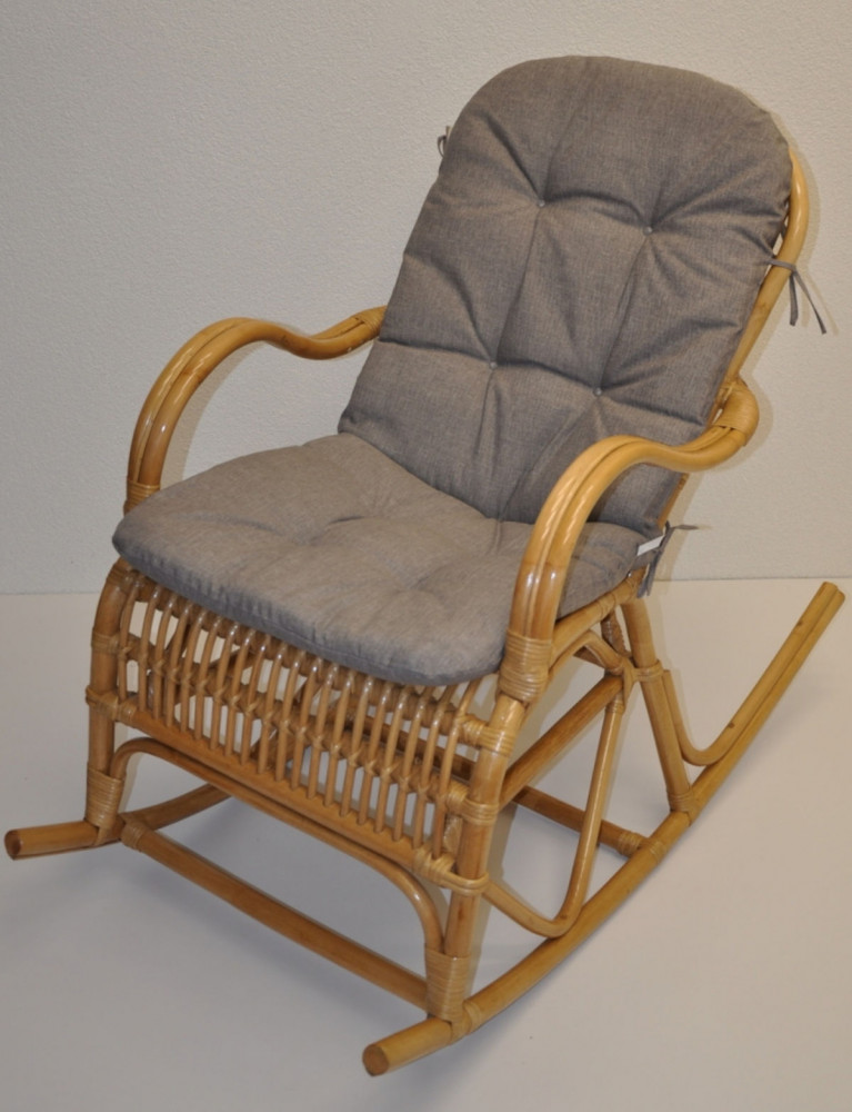 Rattan Schaukelstuhl Rocking Chair , Fb. honig inkl. Polster gray