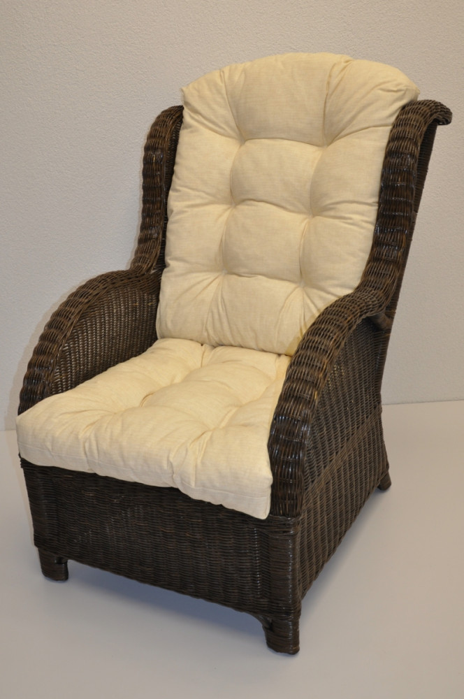 Rattan Ohrensessel , Rattansessel , Relexsessel , Hochlehner inkl. hochwertigen Polster . Korbfarbe : darkbrown