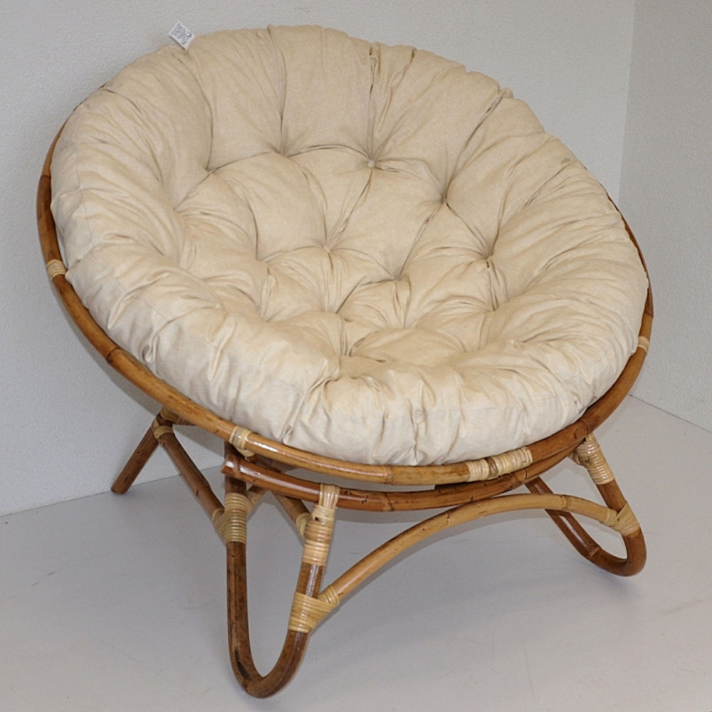 XXL Rattan Papasansessel / Rattansessel, Papasan inkl. Polster Fb. beige