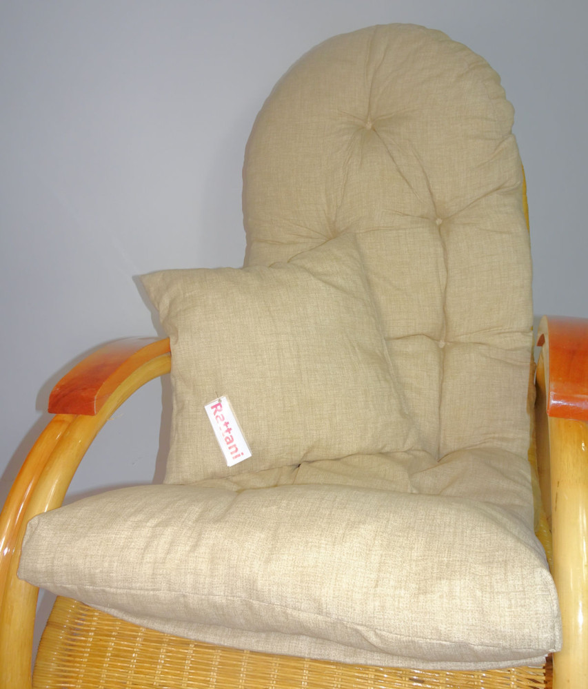 Rattani Auflage/Polster für Schaukelstuhl, Liegestuhl, Ersatzpolster Gr. 130 x 50 x 12 cm + Zierkissen Stoff Nuevo Loneta - Made in EU