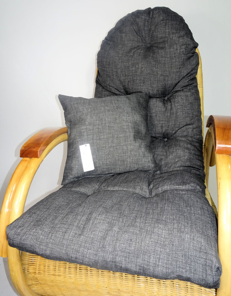 Rattani Auflage/Polster für Schaukelstuhl, Liegestuhl, Ersatzpolster Gr. 130 x 50 x 12 cm + Zierkissen Stoff Nuevo Loneta - Made in EU